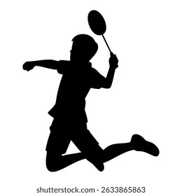 Badminton-Spieler Silhouette. Vektorbild