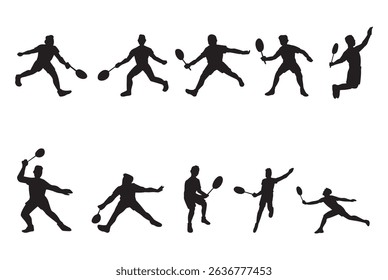 badminton player silhouette vector set
