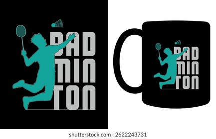 Badminton playing man mug design