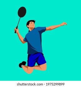 Badminton playing style. men playing badminton. Suitable for promotions, or presentations about sports