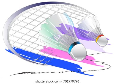 Badminton racket art and brush