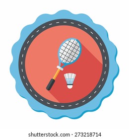 badminton racket and ball flat icon with long shadow,eps10