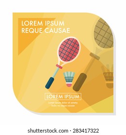 badminton racket and ball flat icon with long shadow,eps10