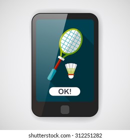 badminton racket and ball flat icon with long shadow,eps10