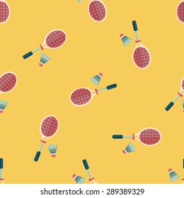 badminton racket and ball flat icon,eps10 seamless pattern background