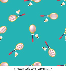 badminton racket and ball flat icon,eps10 seamless pattern background