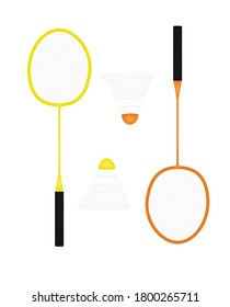 Badminton racket and ball set. vector