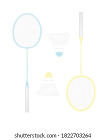 Badminton racket and ball set. vector