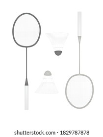 Badminton racket and ball set. vector