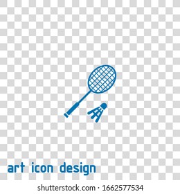 badminton racket with ball vector icon on white background
