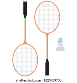 Badminton racket and ball vector illustration isolated on a white background.