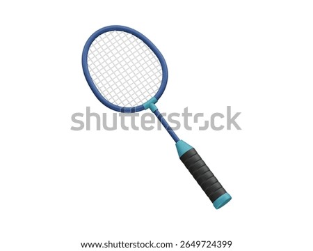 badminton racket with a black handle icon 3d rendering illustration