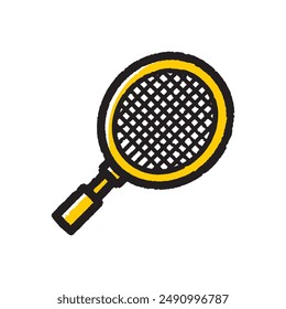 Badminton racket doodle icon, sports equipment icon
