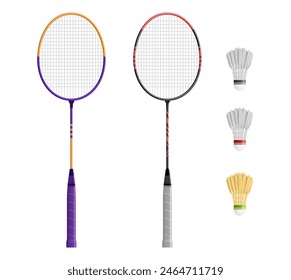 Badminton racket. Equipments for badminton game sport.
