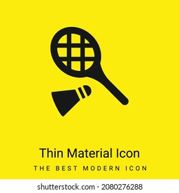 Badminton RAcket und Fether minimales, hellgelbes Material Symbol