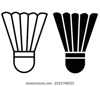 Badminton racket feather shuttlecock vector icon set illustration.
