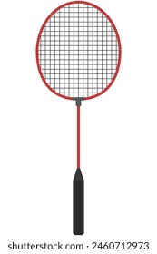 Badminton racket flat illustration isolated on white background.