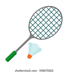 badminton racket icon. Flat vector cartoon illustration. Objects isolated on a white background.