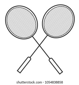 badminton racket Icon on the white background. 
