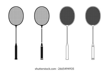 badminton racket icon set vector illustration isolated on white background.