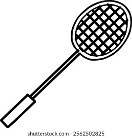 Badminton racket icon vector illustration of sports equipment. 