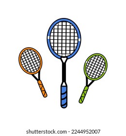 conjunto de iconos de ilustración de raqueta de badminton para evento deportivo