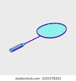 Ilustración vectorial isométrica de raqueta de bádminton