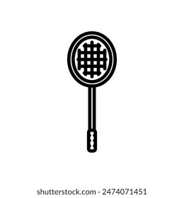 badminton racket, line icon, isolated background