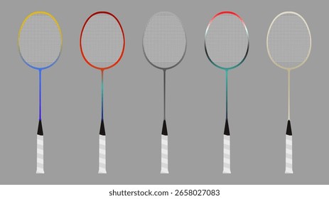 Raqueta de bádminton con fondo gris, Fondo de pantalla deportivo de bádminton con espacio de copia, Vector de ilustración EPS 10
