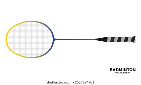 Raqueta de bádminton sobre fondo blanco, cartel de ilustración deportiva de Vector o estilo de Anuncio, Vector de ilustración EPS 10