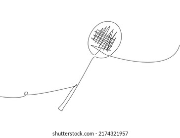 Dibujo de línea continua de badminton, cuerdas, deporte, fitness, plumas, deportes, actividad, club, racquet, juego, entrenamiento, tenis, ocio, profesional, juego.