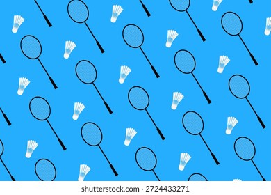 Fondo lúdico del deporte del patrón inconsútil de la raqueta de bádminton
