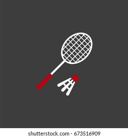 badminton racket with shuttelcock vector icon