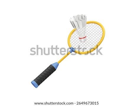 Badminton Racket and Shuttlecock icon 3d rendering illustration