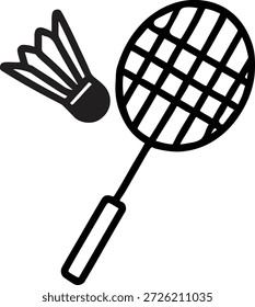 Raqueta de bádminton e icono de volante que representa los deportes y la actividad recreativa