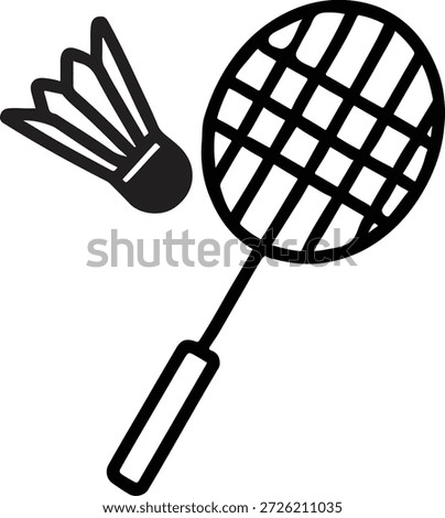 Badminton racket and shuttlecock icon representing sports and recreational activity