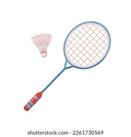 badminton racket with shuttlecock isolated vector illustration