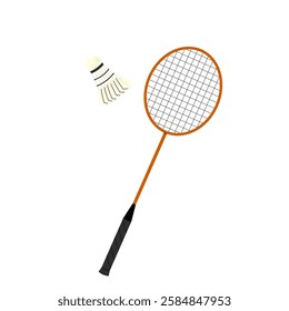 Badminton. Racket with shuttlecock for playing badminton. For designs team sports and outdoor activity themes. Vector illustration.