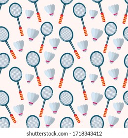 badminton racket and shuttlecock seamless pattern vector illustration 