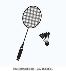 badminton racket and shuttlecock silhoutte vector design-01