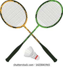 badminton racket with shuttlecock vector