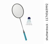 Badminton racket and shuttlecock. Vector illustration of equipments for badminton game sport . Vector illustration. EPS 10.