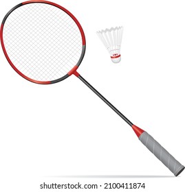 Badminton Racket and Shuttlecock Vector Illustration of sports equipment - Shutterstock ID 2100411874