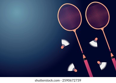 Badminton racket with shuttlecock. Vector illustration of sports wallpaper, banner, background.	