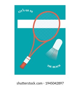 Badminton racket, shuttlecock - vector. Vacation. Holidays. Travel. Tourism.