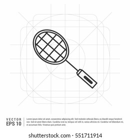 Badminton racket and shuttlecocks icon in black on white. Sport vector illustration

