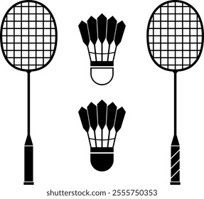 Badminton racket vector design or icon and symbols arts 