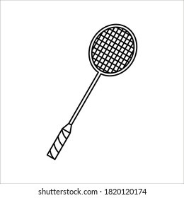 Badminton racket vector icon on white background