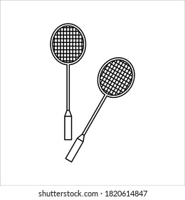 Badminton racket vector icon on white background