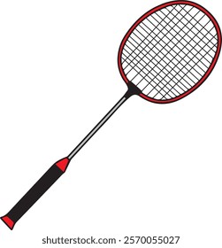 Badminton racket vector with red frame